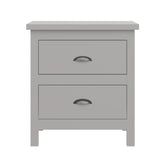 16" Gray Two Drawer Solid Wood Nightstand